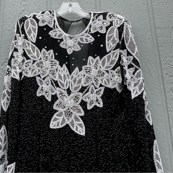 🎉🎉NEIMAN MARCUS BlackTie Silk Sequined Dress - Picture 6 of 10